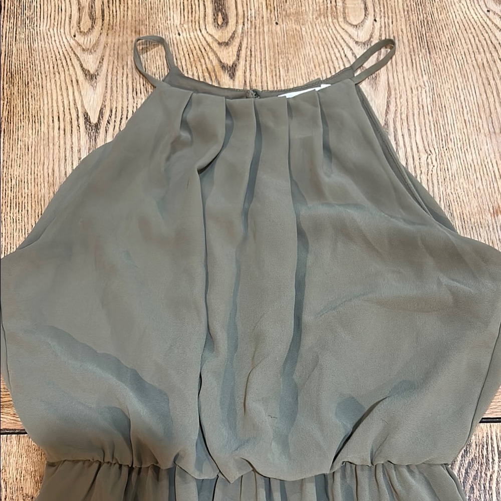 Lush Sage Green Halter Mini Dress box 5 - Picture 3 of 7